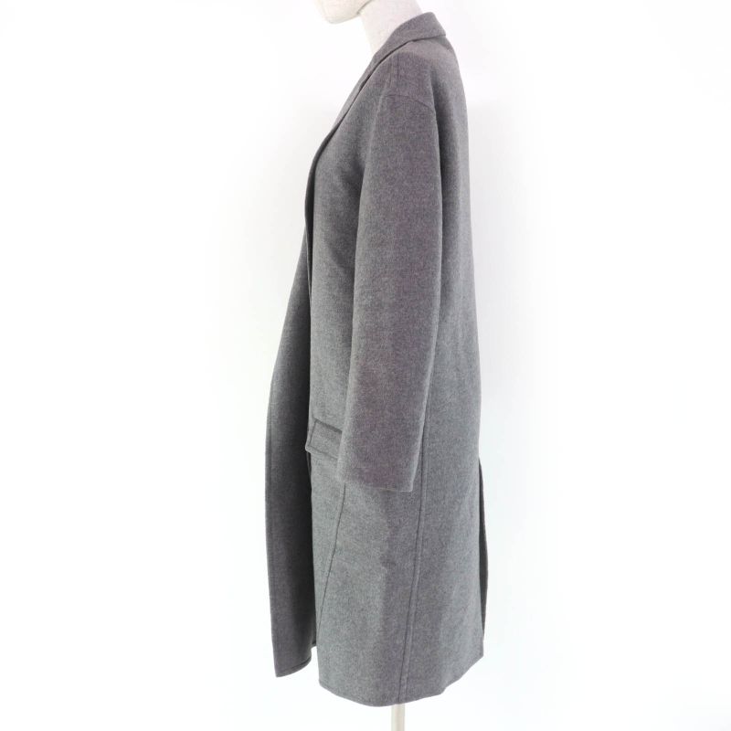 Celine 28h13/6700 100% Cashmere Egg Crombie Coat Front Open Coat Gray 34 Made