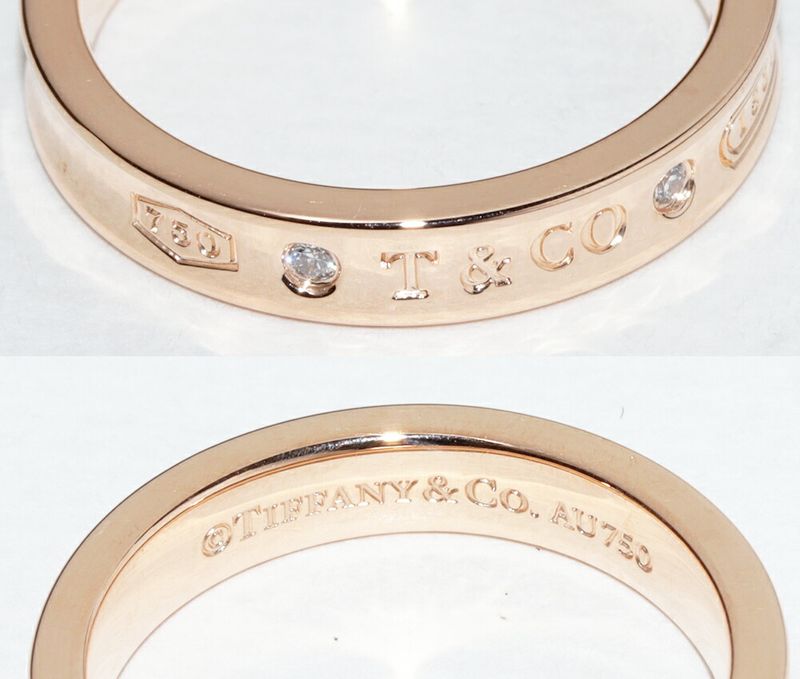 Tiffany & Co Ring 18K Pink Gold Diamond 2P 1837 Narrow Ring