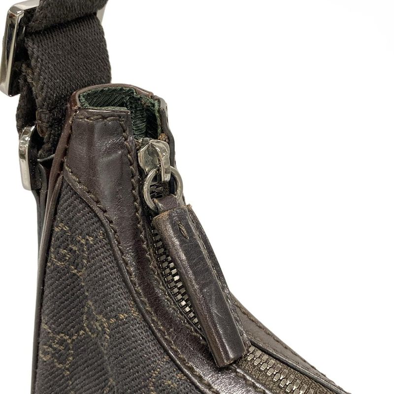 Gucci Shoulder Bag GG Pattern 101682 Dark Brown Leather