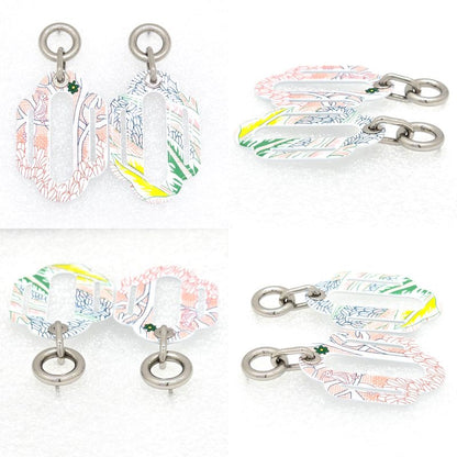 Hermes Attrage Earrings Binaural Enamel White/multicolor Stud Earrings With Box