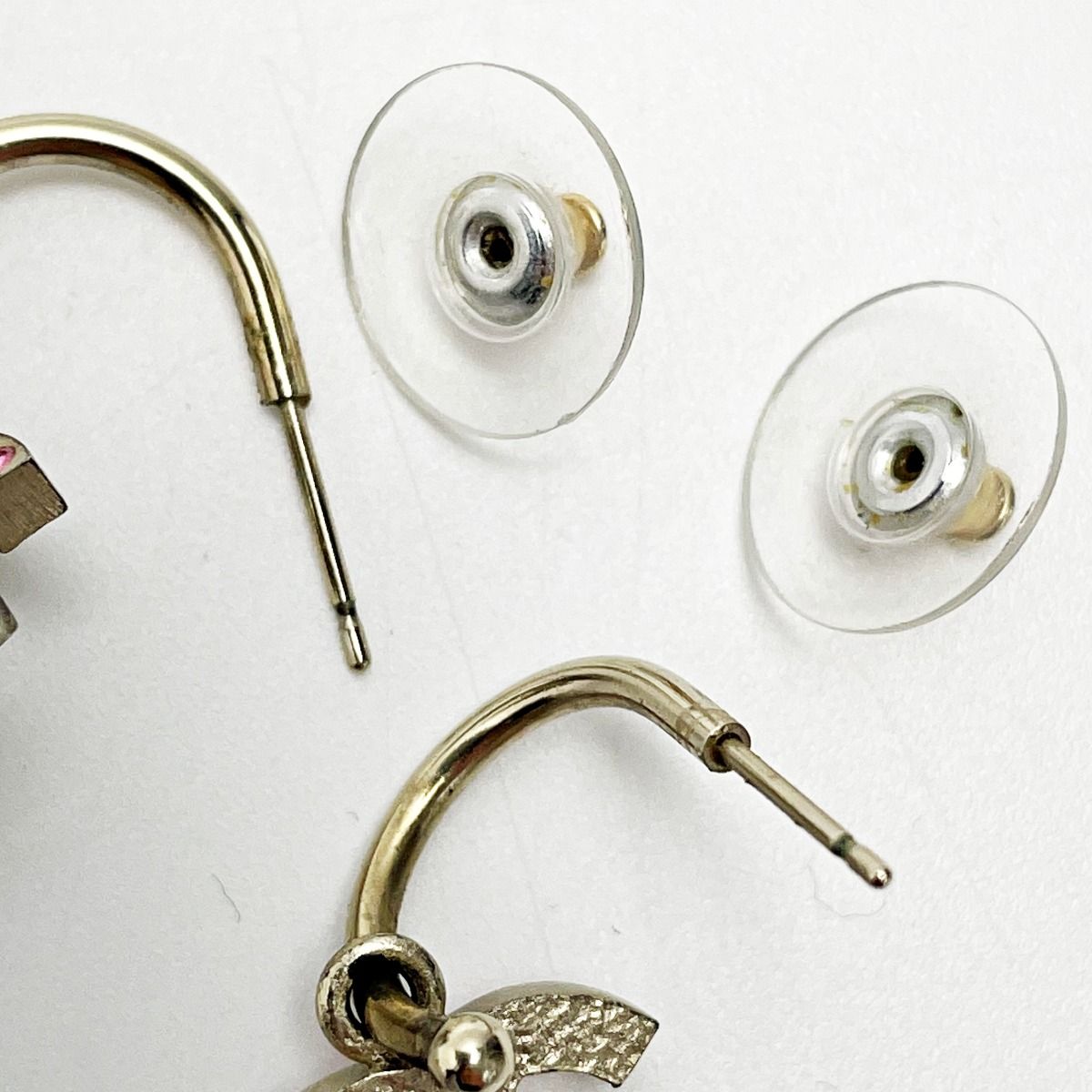 Chanel Cocomark A31068 Gold X Pink Earrings Rhinestone GP Women's Accessories