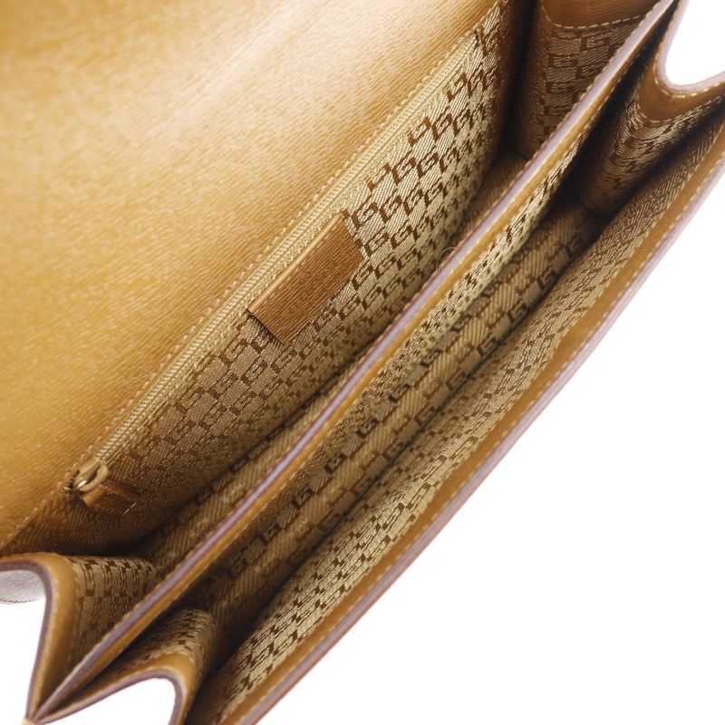 Gucci G Buckle 001.4140 Calf Brown Women Shoulder Bag