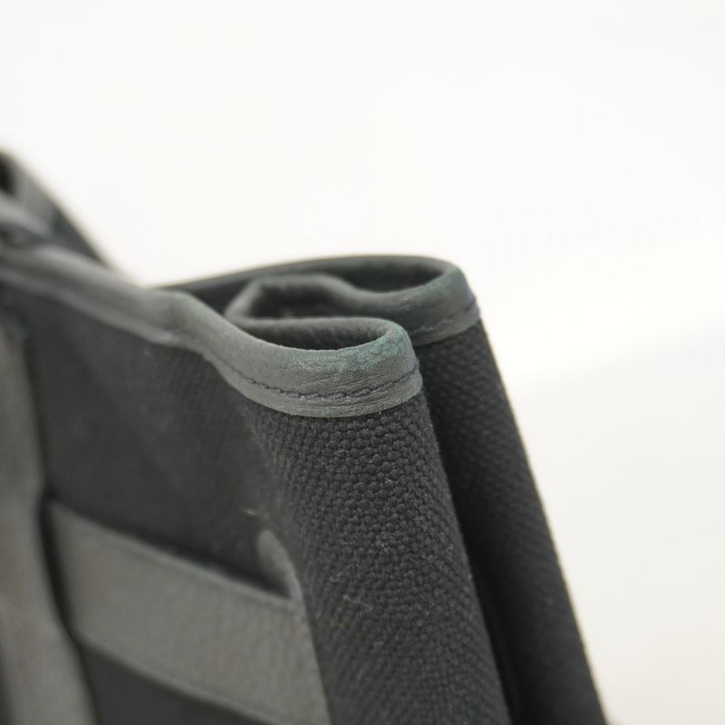 Hermes Tote Bag Petite Santure Canvas Black Silver Hardware □K Engraved Ladies