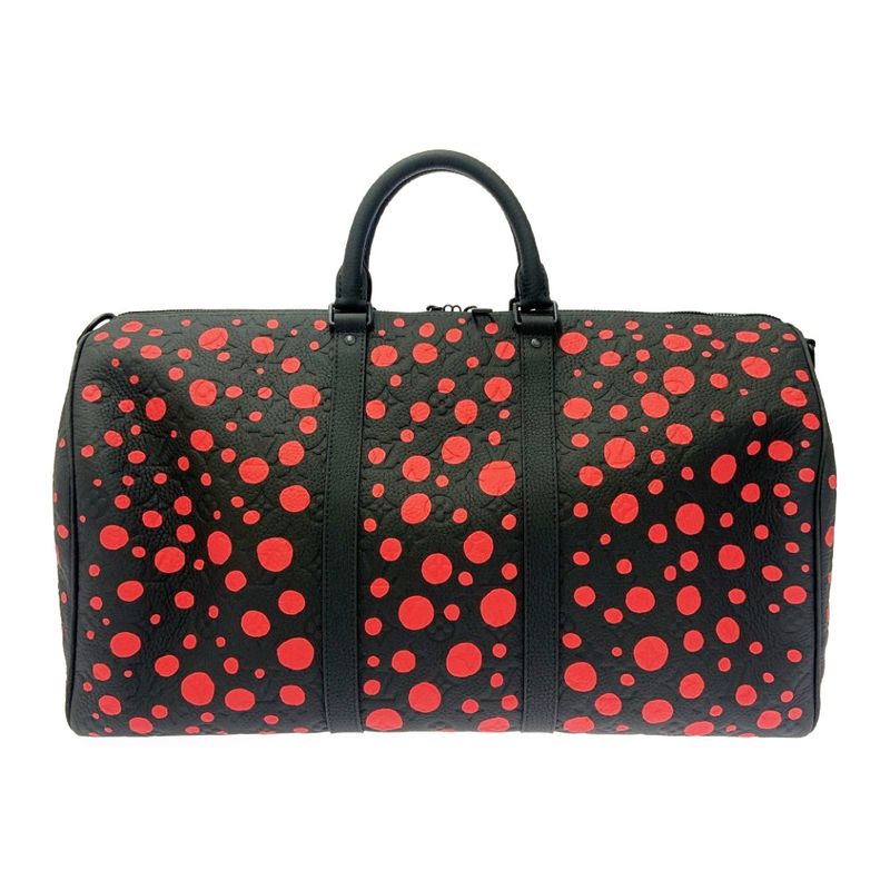 Louis Vuitton M21674 Monogram Keepall Bandoliere 50 X Yayoi Kusama Black 395914