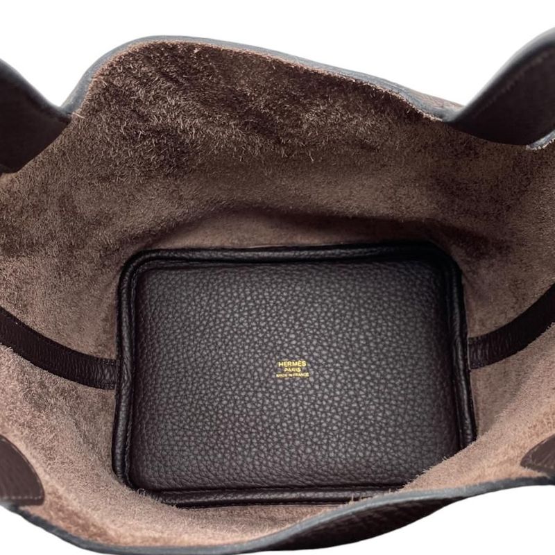 Hermes Handbag Picotin Lock PM Engraved B Ebène Dark Brown Gold Hardware Hermes