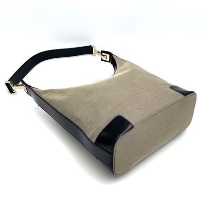 Gucci 001-4204 Shoulder Bag One Shoulder Gray Black Canvas Leather Fashion