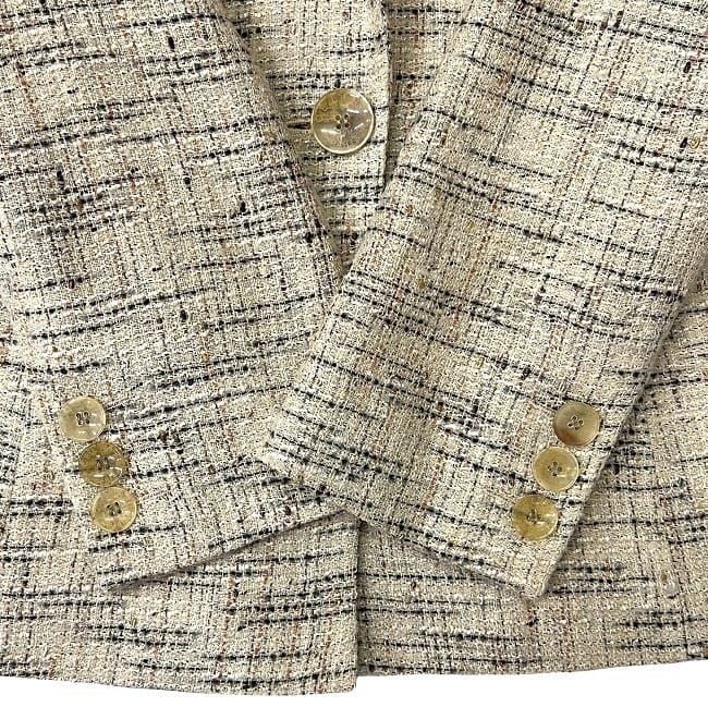 Celine Tweed Jacket Beige Excellent Condition Cleaned Size 40