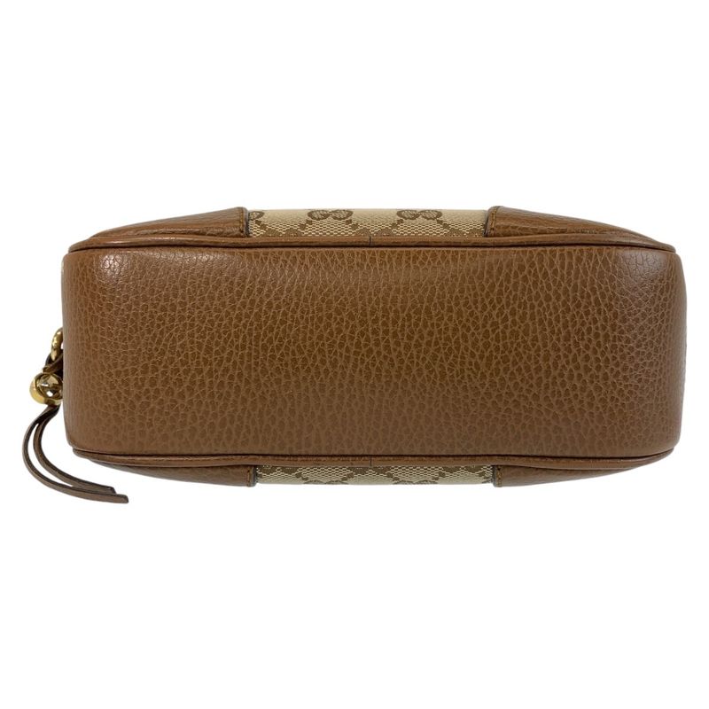 Gucci Brown Gold Hardware GG Canvas/leather 449413 Crossbody Shoulder Bag