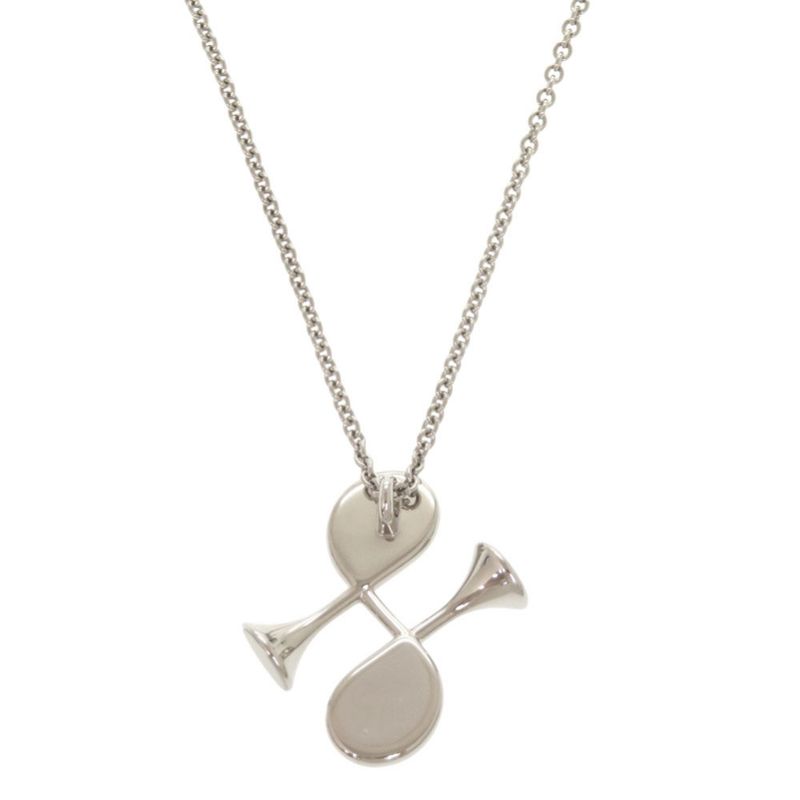 Hermes Col H Metal Leather Silver Gray Necklace Pendant 1333 Hermes