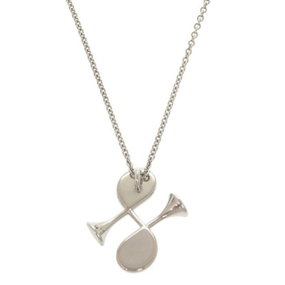 Hermes Col H Metal Leather Silver Gray Necklace Pendant 1333 Hermes