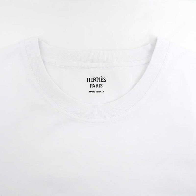 Hermes Short Sleeve Shirt Dress Embroidery White Size 40 Cotton Women's