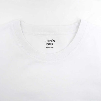 Hermes Short Sleeve Shirt Dress Embroidery White Size 40 Cotton Women's