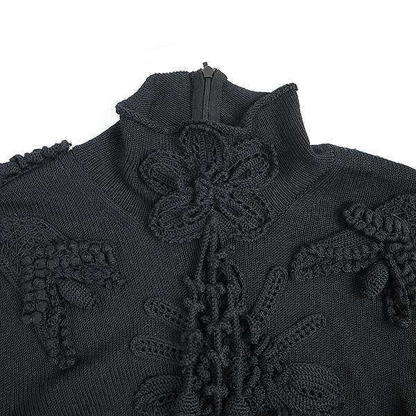 Loewe Flower Jacquard Tassel Knit Sweater S540333x57 Black M