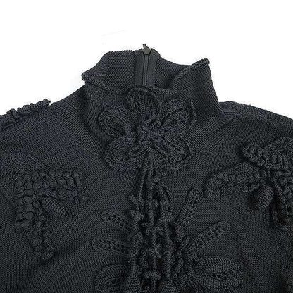 Loewe Flower Jacquard Tassel Knit Sweater S540333x57 Black M