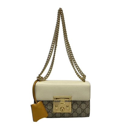 Gucci Shoulder Bag Padlock Small 409487 Beige Dark Brown And Ivory Chain