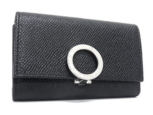 Bvlgari Leather 6-ring Key Case Key Case Men's Black Au9900