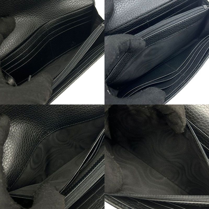 Gucci Fold Long Wallet 456116 GG Marmont Leather Black Wallet Small Everyday
