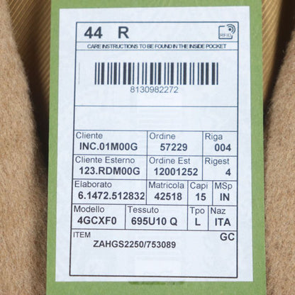  Gucci 23AW 753089 100% Camel Hair City Label Logo Buttons Single Chester Coat