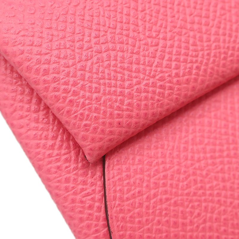 Hermes Coin Case Bastia Vaux Epson Rose Azalea Silver Hardware Coin Purse