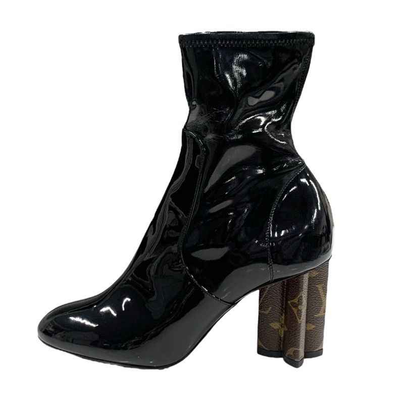 Louis Vuitton Silhouette Line Monogram Boots Short Boots Shoes Patent Black