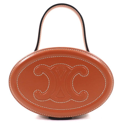 Celine 198613 Oval Minaudiere Cuir Triomphe Smooth Calfskin Leather Handbag Tan