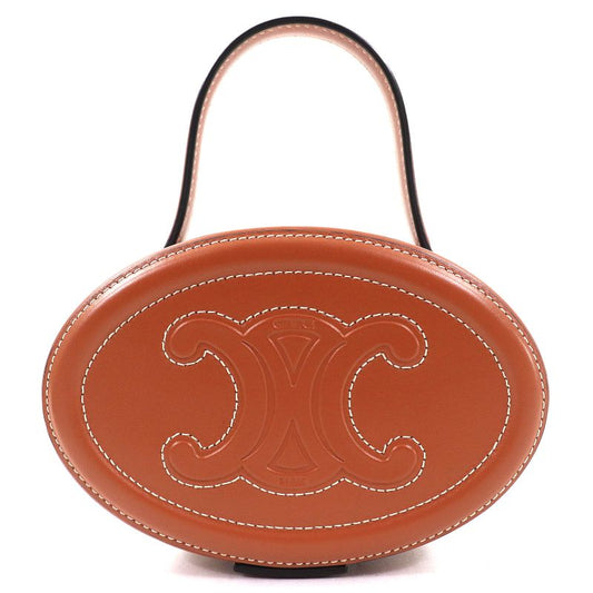 Celine 198613 Oval Minaudiere Cuir Triomphe Smooth Calfskin Leather Handbag Tan