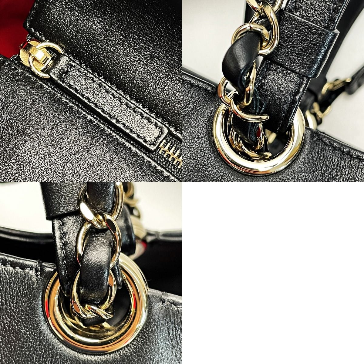 Chanel Coco Mark Black Chain Tote Bag Calfskin Women's Gold Hardware