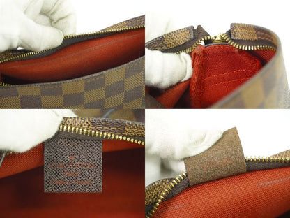 Authentic Louis Vuitton LV Trousse Makeup Damier Ebène Accessory Pouch Handbag