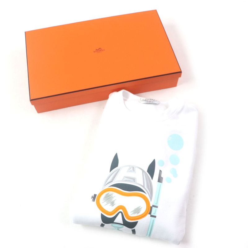 Hermes 23SS Scubh 100% Cotton Crewneck Pullover Sweatshirt White XS With Box