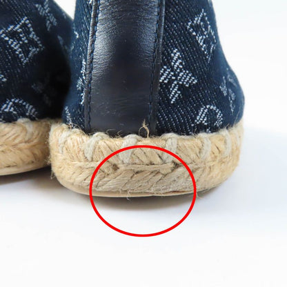 Louis Vuitton Monogram Denim Espadrille Flat Shoes Slip-on Indigo 36 Made In