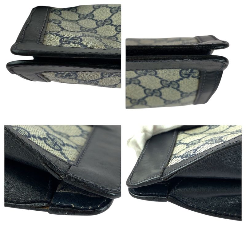 Gucci Vintage Old Gucci Sherry Line Navy Red Gray GG Supreme Canvas/leather