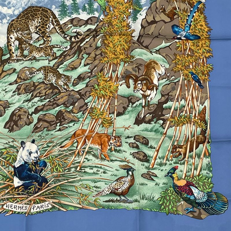 Hermes Carre 90 Sichuan Silk Scarf Blue