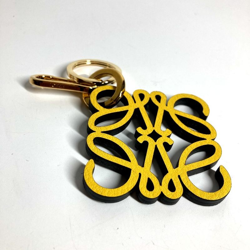Loewe Key Holder Anagram Charm In Calf C821232x06 Leather Yellow