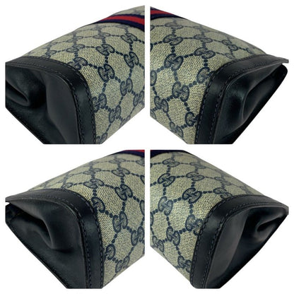 Gucci Vintage Old Gucci Sherry Line Navy Red Gray GG Supreme Canvas/leather