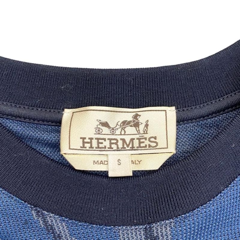 Hermes Short Sleeve T Shirt Horse Pattern Deer Pattern S Size Cotton Navy 22ss