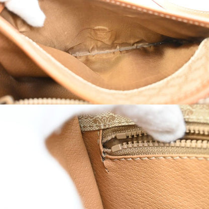 Celine Shoulder Bag Macadam Pattern Beige Leather 30ka807