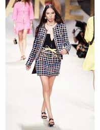 CHANEL 22SS P72501 Runway Wear Coco Mark Button Sequined Trapezoid Tweed Skirt