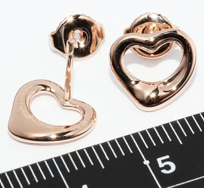 Tiffany & Co Earrings 18K Pink Gold Elsa Peretti Open Heart Earrings 11mm