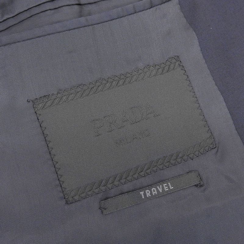 Prada 2019 Item Double Breasted Jacket Bleather 50 Men's Navy Blue Bre