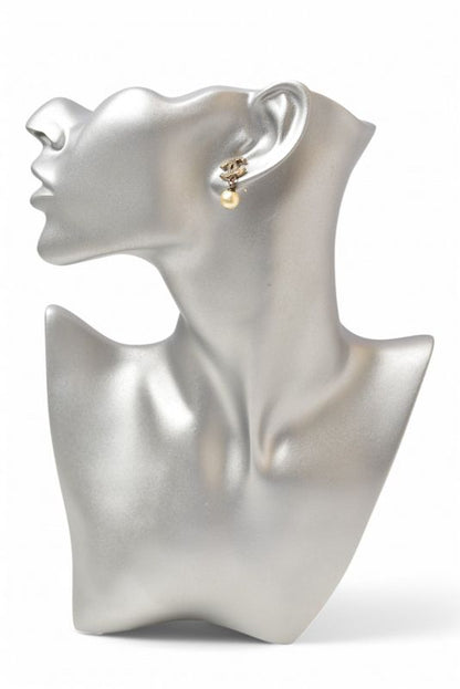 Chanel Earrings Chanel Mini CC Motif Coco Mark Swing Pearl Gold 08