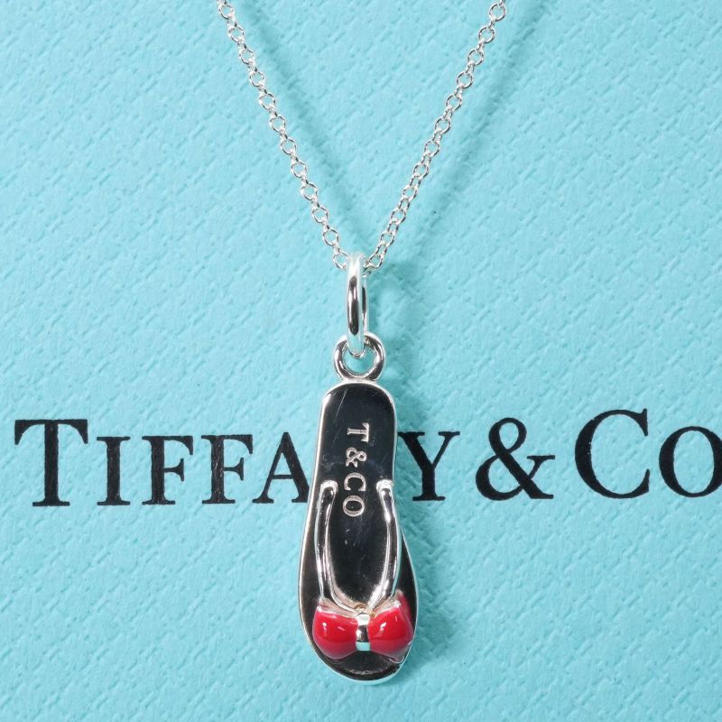 Tiffany & Co Flip Flops Silver Necklace 24-3778m