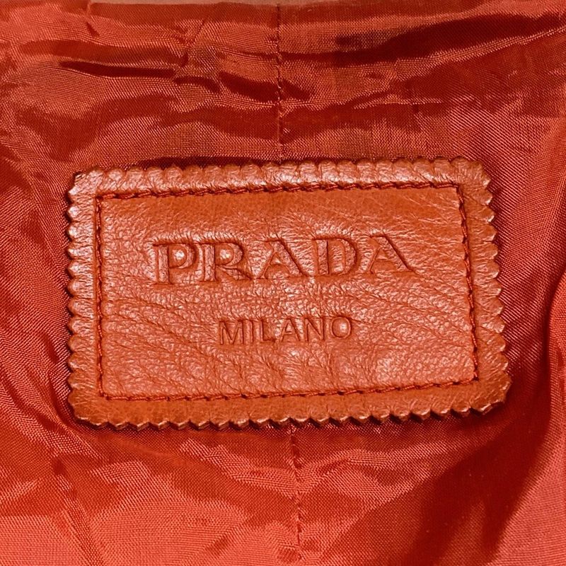 Prada Riders Jacket Size 38 S Women's Orange Lamb Leather / Spring & Autumn