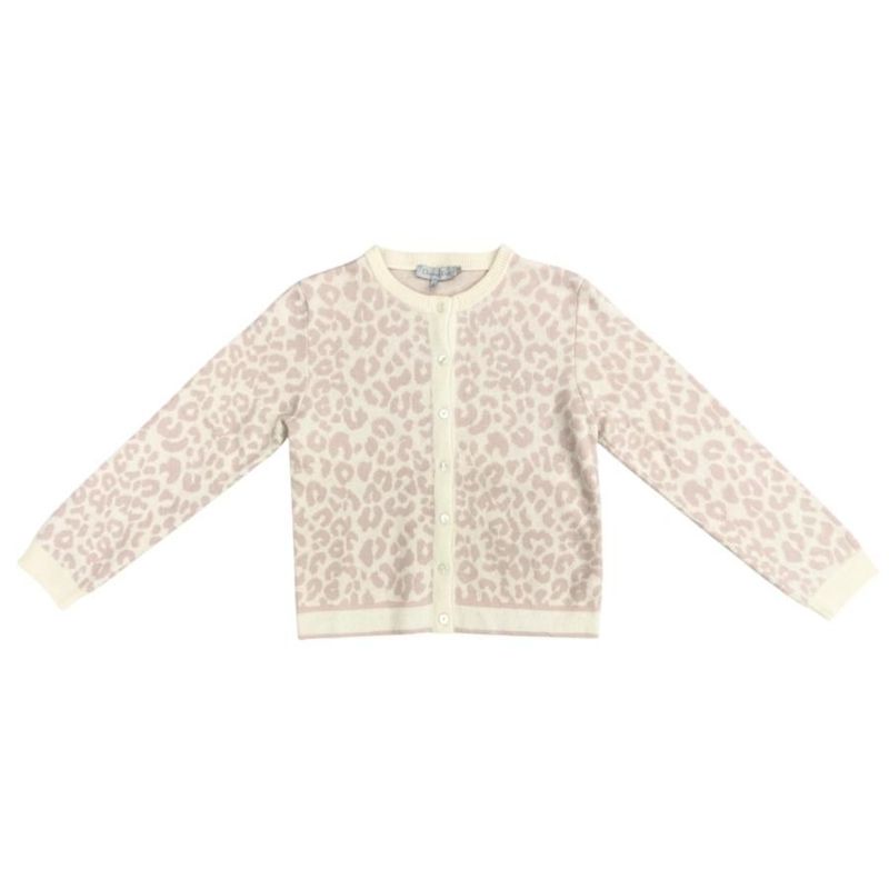 Christian Dior Cardigan Knit Size 13 Leopard Leopard Print Wool Pink Beige