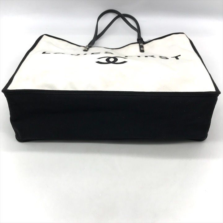 Chanel CC Logo First Canvas Tote White with Whistle
