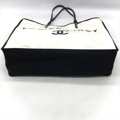 Chanel CC Logo First Canvas Tote White with Whistle