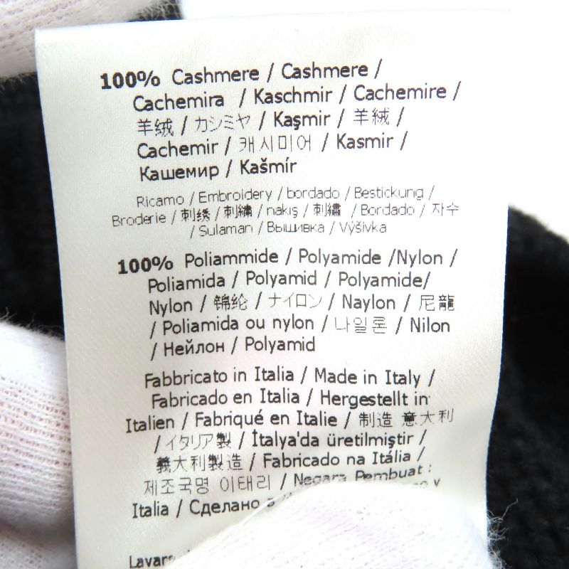 Fendi Fzz469 100% Cashmere Front Logo Crew Neck Long Sleeves Knit Sweater Black