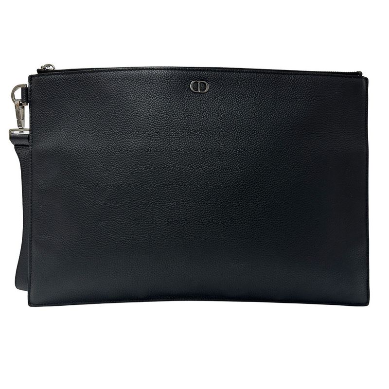 Dior Bag Men's Brand Clutch Bag Second Bag Leather Black Mini Bag