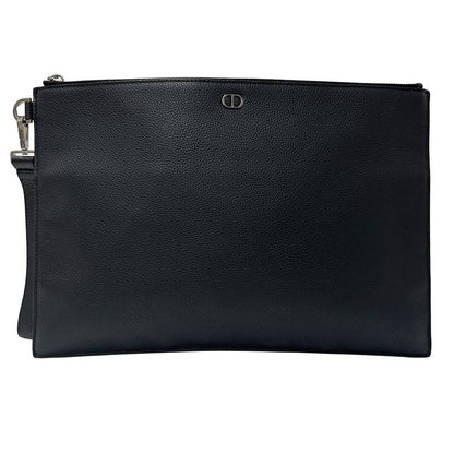 Dior Bag Men's Brand Clutch Bag Second Bag Leather Black Mini Bag