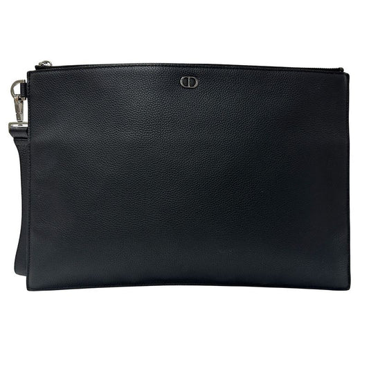 Dior Bag Men's Brand Clutch Bag Second Bag Leather Black Mini Bag