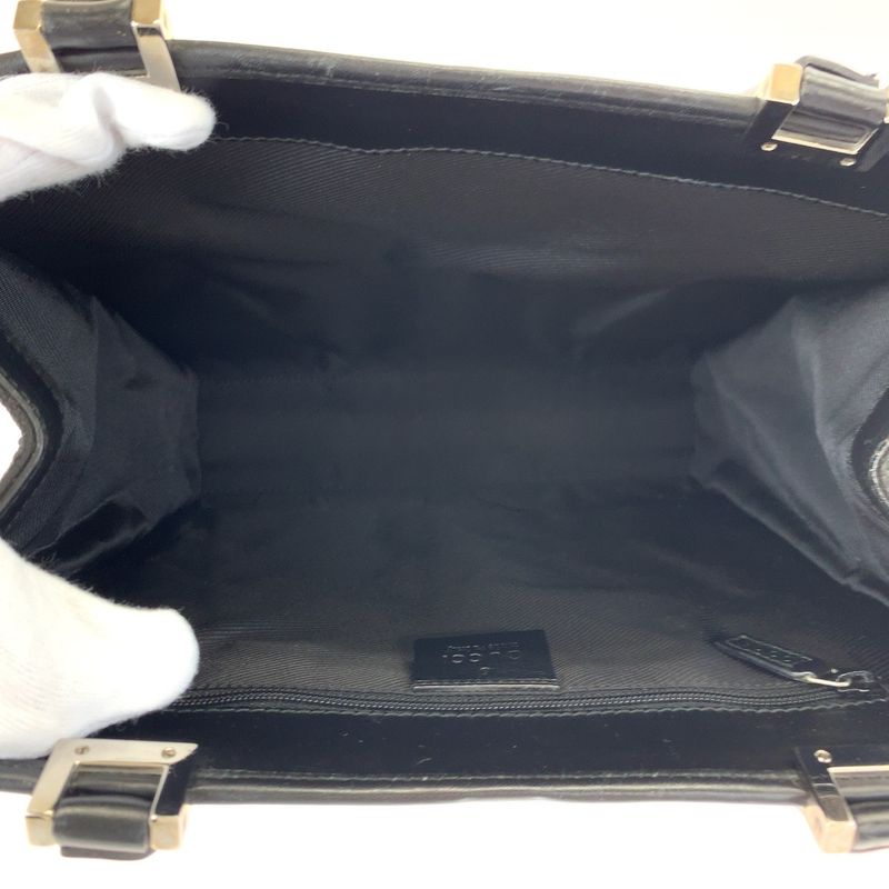 Gucci Jackie Black Silver Hardware GG Canvas 002 1065 Tote Bag Handbag Women